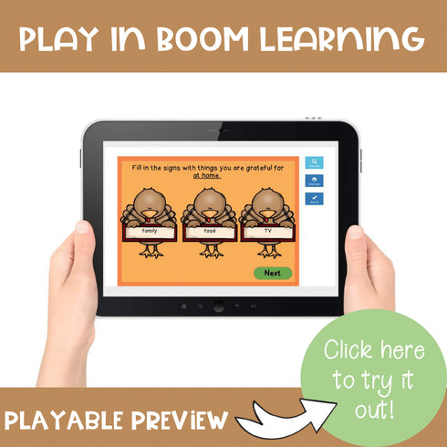 Thanksgiving Gratitude Boom Cards - Distance Learning Gratitude Activity