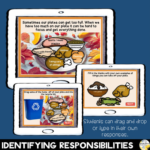 Thanksgiving Responsibility Bundle + Distance Learning SEL Boom Cards