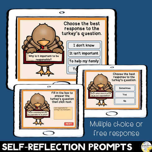 Thanksgiving Responsibility Bundle + Distance Learning SEL Boom Cards