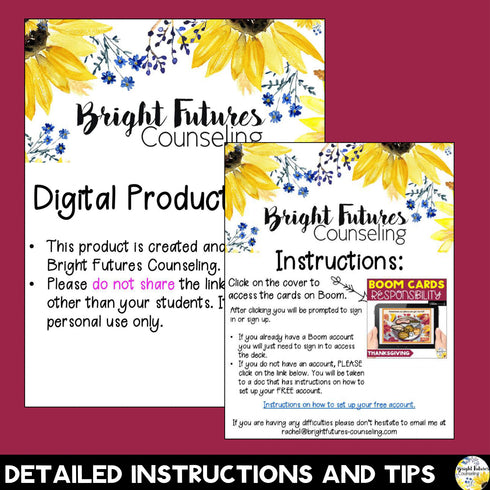 Thanksgiving Responsibility Boom Cards Distance Learning Activity