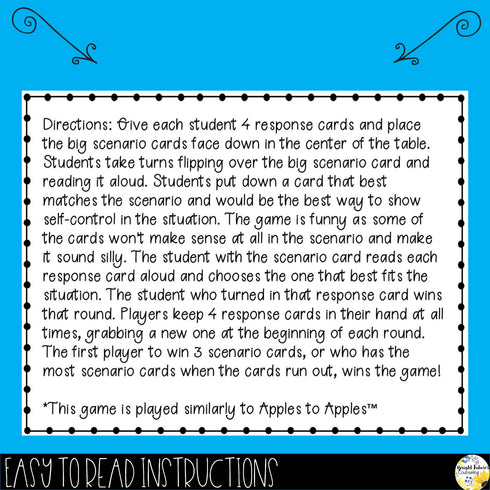 Self-Control Social Skills Card Game Self-ConTROLLS