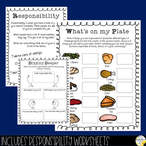 Thanksgiving Responsibility Activity What's On Your Plate? Responsibility Lesson