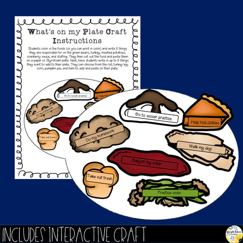 Thanksgiving Responsibility Activity What's On Your Plate? Responsibility Lesson