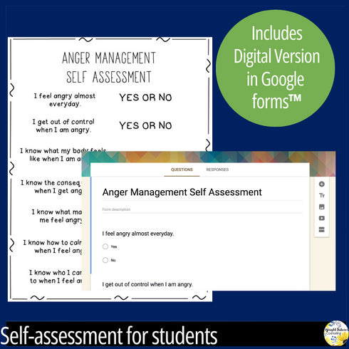 Anger Management Self-Assessment Editable School Counseling Data Collection Tool