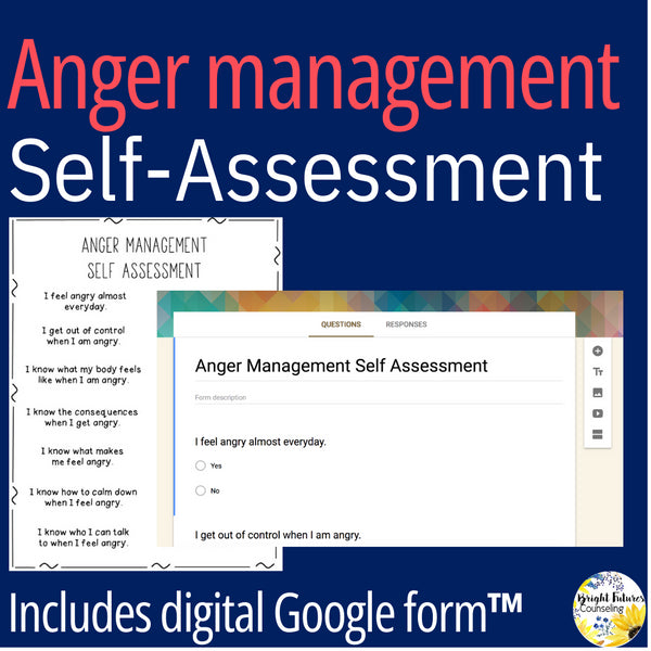Anger Management Self-Assessment Editable School Counseling Data Collection Tool