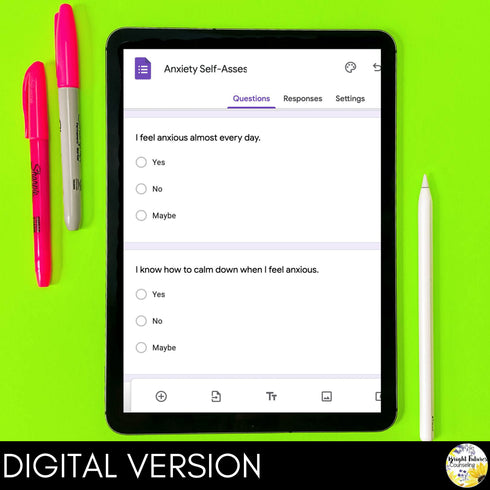 Anxiety School Counseling Self-Assessments | Individual & Group Data Collection