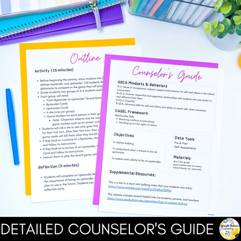 Bullying Prevention Lesson for Social Emotional Learning and School Counseling