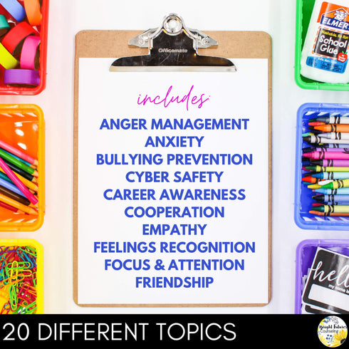 Elementary School Counseling Low-Prep and Engaging SEL Guidance Lessons Bundle