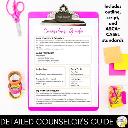 Cooperation Lesson for Social Emotional Learning & Elementary School Counseling