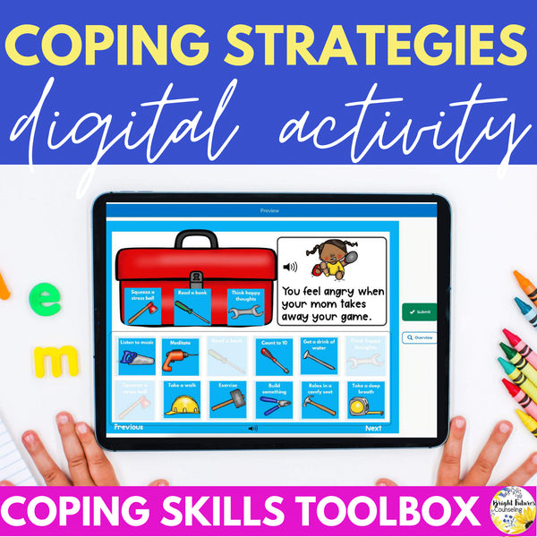 Coping Strategies Toolbox Digital Activity - Google Slides & Boom Cards Versions