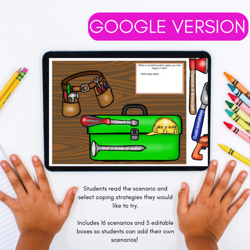 Coping Strategies Toolbox Digital Activity - Google Slides & Boom Cards Versions