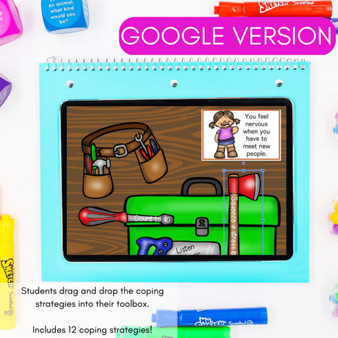 Coping Strategies Toolbox Digital Activity - Google Slides & Boom Cards Versions