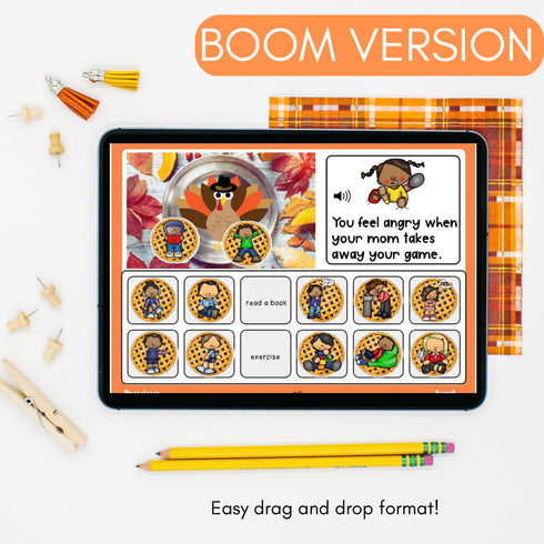 Distance Learning Thanksgiving Coping Strategies - Boom Cards and Google Version