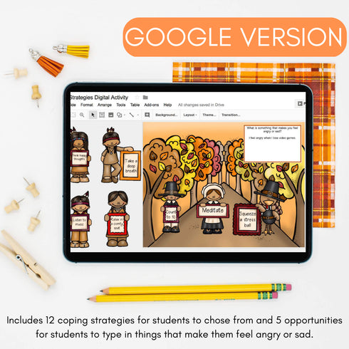 Distance Learning Thanksgiving Coping Strategies - Boom Cards and Google Version