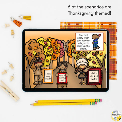 Distance Learning Thanksgiving Coping Strategies - Boom Cards and Google Version