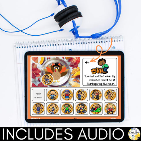 Distance Learning Thanksgiving Coping Strategies - Boom Cards and Google Version