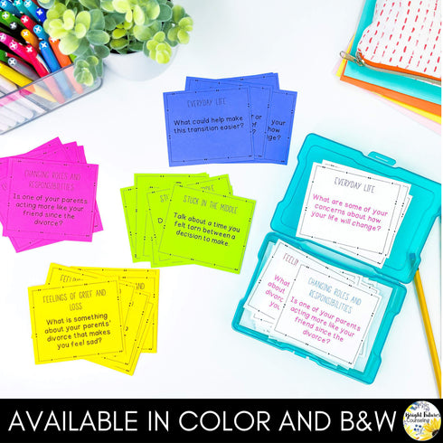 Divorce Discussion Cards Counseling Activity