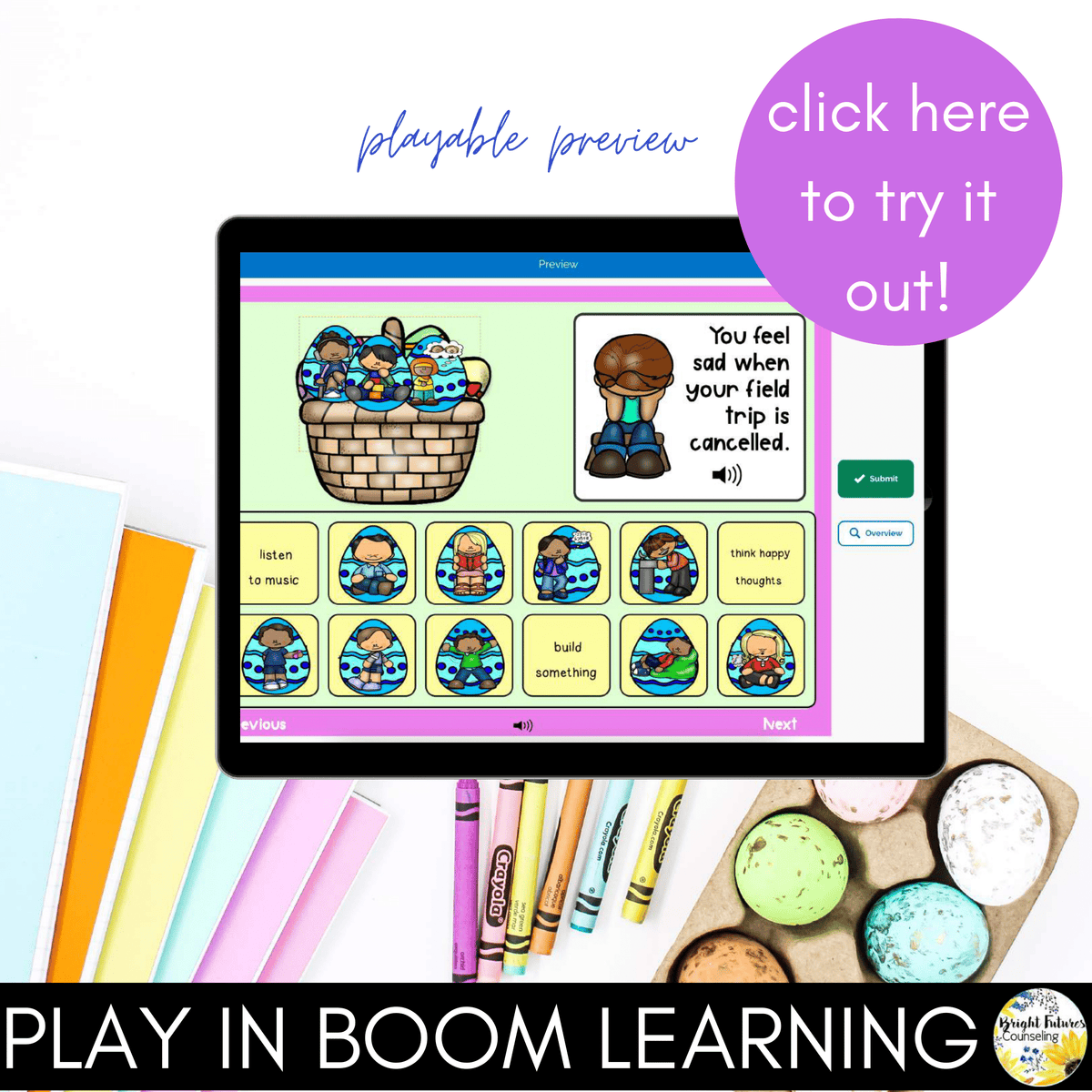 Easter Coping Strategies Distance Learning Boom Cards + Google Slides