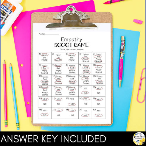 Empathy and Identifying Feelings Scoot Game - School Counseling SEL Game