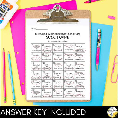 Expected and Unexpected Behaviors Scoot Game Counseling Game