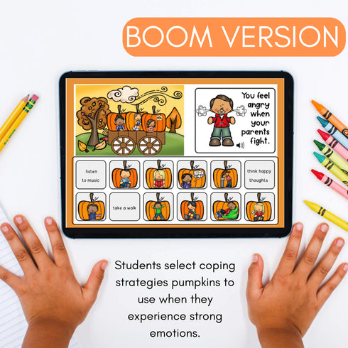 FALL Coping Strategies Digital Activity with Boom Cards & Google Slides Versions