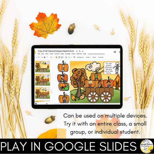 FALL Coping Strategies Digital Activity with Boom Cards & Google Slides Versions