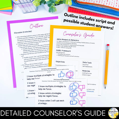 Focus and Attention Lesson for Social Emotional Learning and School Counseling