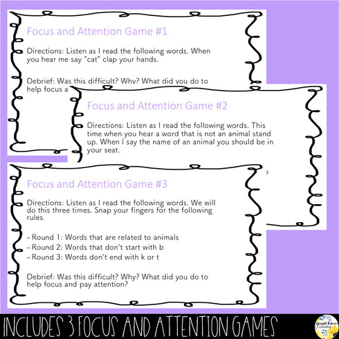 Focus and Attention SEL Classroom Guidance Lesson with Editable Digital Version