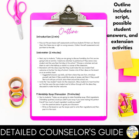 Friendship Skills Lesson for Social Emotional Learning and School Counseling