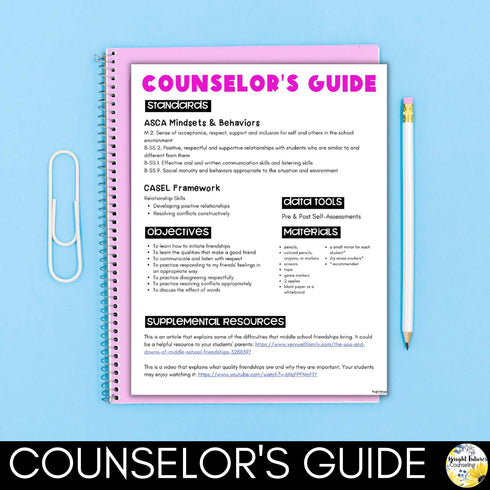 Friendship & Conflict Resolution Group Counseling Lesson Plans for Middle School