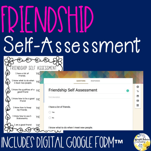 Friendship Self-Assessment Editable School Counseling Data Collection Tool
