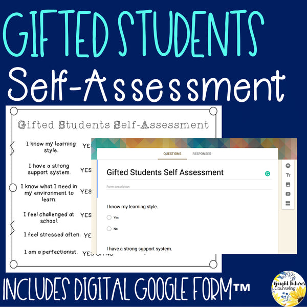 Gifted Students Self-Assessment Editable School Counseling Data Collection Tool