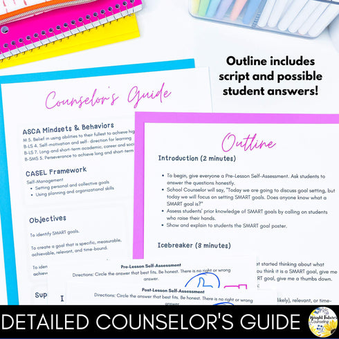 Goal Setting Lesson for Social Emotional Learning & Elementary School Counseling