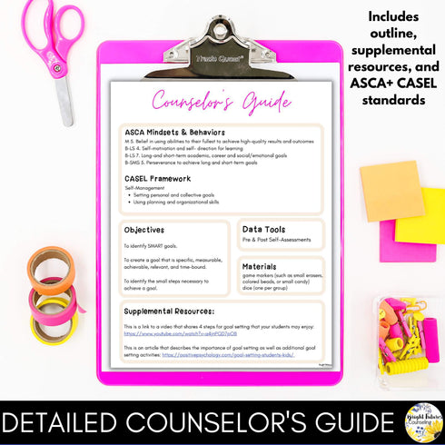 Goal Setting Lesson for Social Emotional Learning & Elementary School Counseling