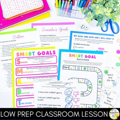 Goal Setting Lesson for Social Emotional Learning & Elementary School Counseling