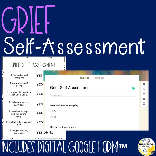 Grief Self-Assessment Editable School Counseling Data Collection Tool
