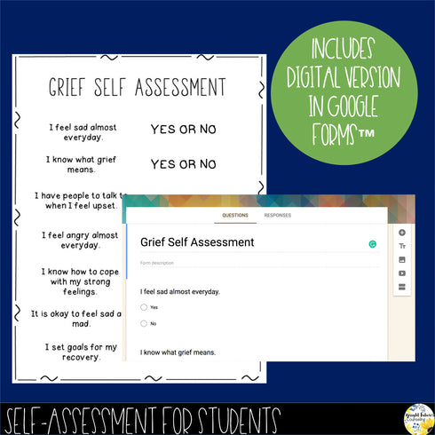 Grief Self-Assessment Editable School Counseling Data Collection Tool