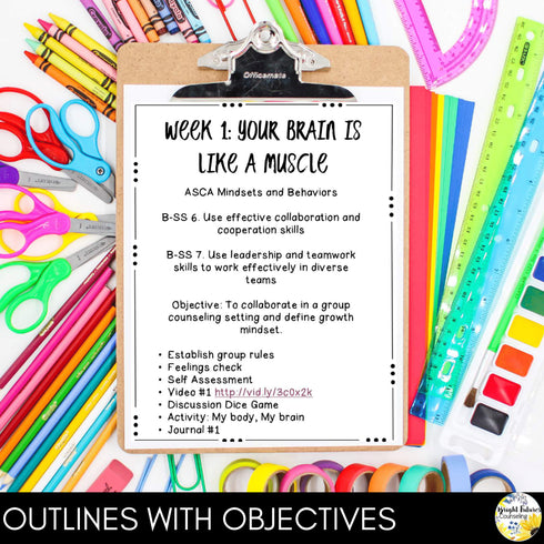 Growth Mindset vs. Fixed Mindset Comprehensive 5-Week School Counseling Group