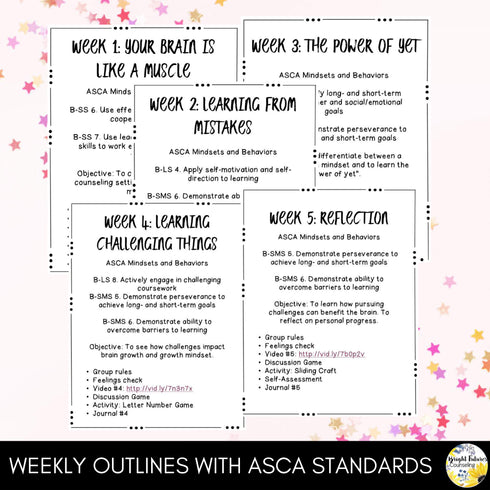 Growth Mindset vs. Fixed Mindset Comprehensive 5-Week School Counseling Group