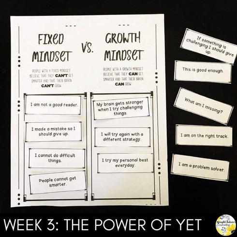 Growth Mindset vs. Fixed Mindset Comprehensive 5-Week School Counseling Group