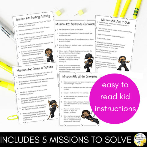 Interactive Growth Mindset Escape Room Class Lesson: Growth vs. Fixed Mindset