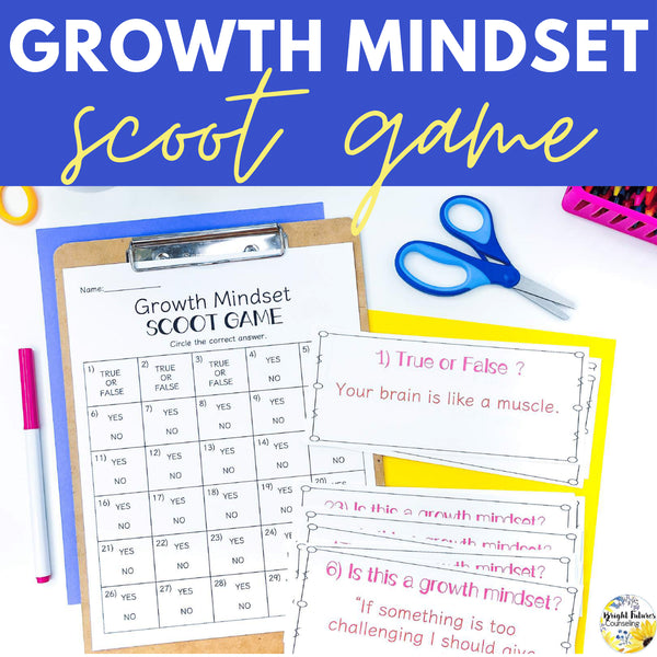 Growth Mindset Scoot Game School Counseling Game for Growth Mindset