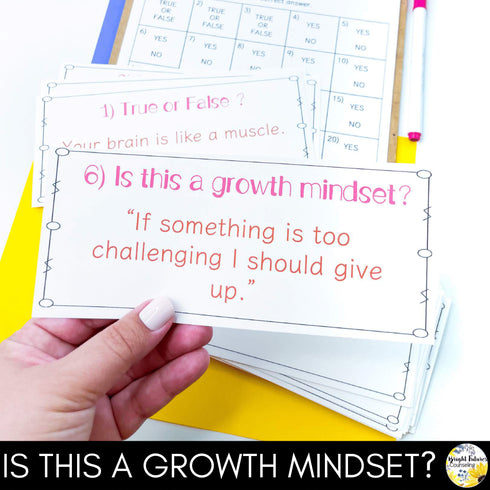 Growth Mindset Scoot Game School Counseling Game for Growth Mindset