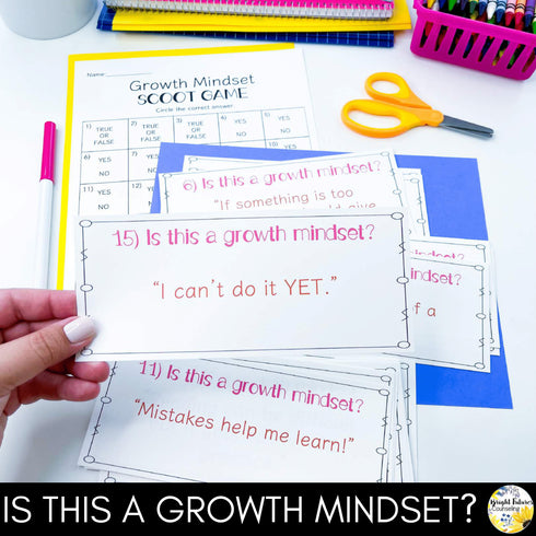 Growth Mindset Scoot Game School Counseling Game for Growth Mindset