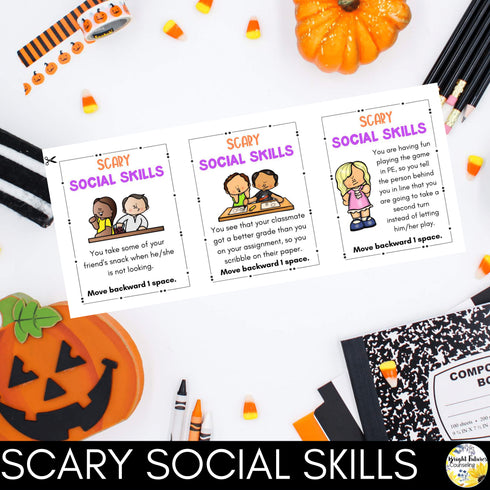 Social Skills Halloween Board Game - School Counseling SEL Activity