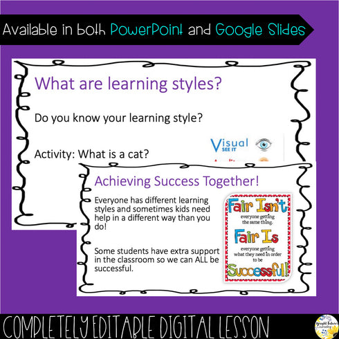 LEARNING STYLES Editable Classroom Guidance Lesson - Tier I School Counseling