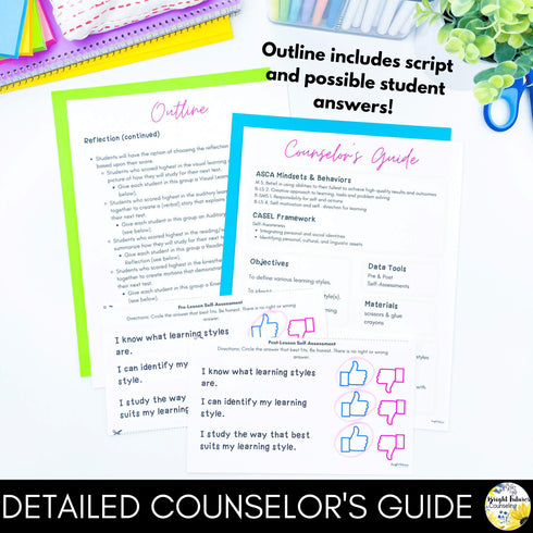 Learning Styles SEL School Counseling Lesson: Learning Style Survey & Activities