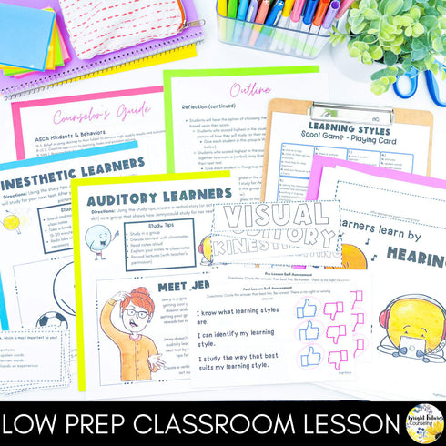 Learning Styles SEL School Counseling Lesson: Learning Style Survey & Activities