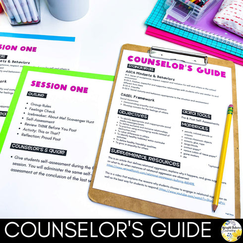 Middle School Small Group BUNDLE 6th - 8th Grade ASCA & CASEL Aligned Counseling
