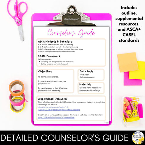 Perseverance and Determination Elementary Counseling SEL Lesson & Activities